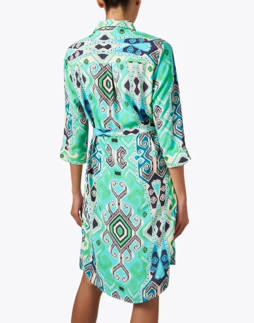 Adriana Turquoise Print Shirt Dress