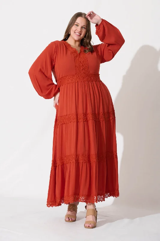 Monarch Maxi Dress In Rust