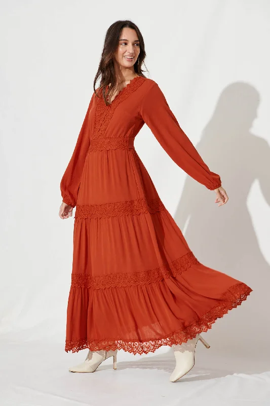 Monarch Maxi Dress In Rust