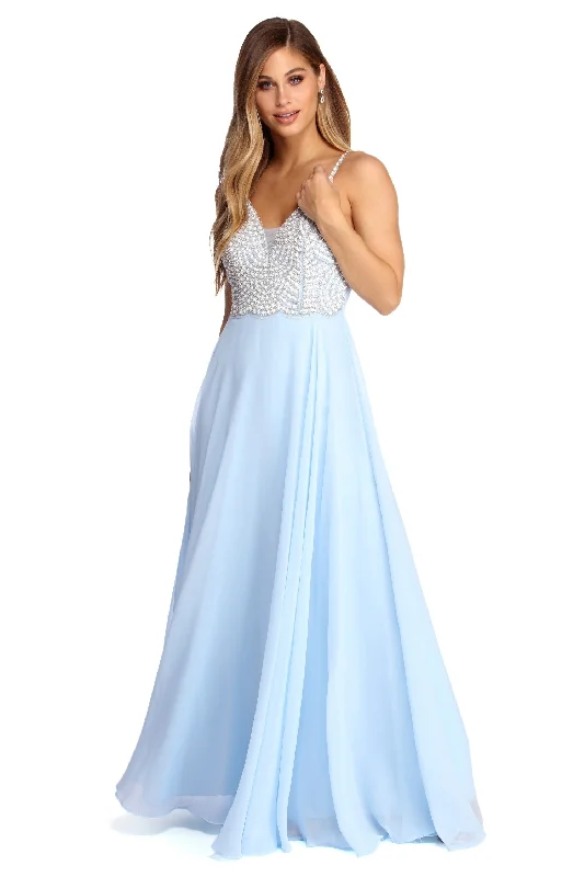 Ariel Formal Rhinestone Chiffon Dress