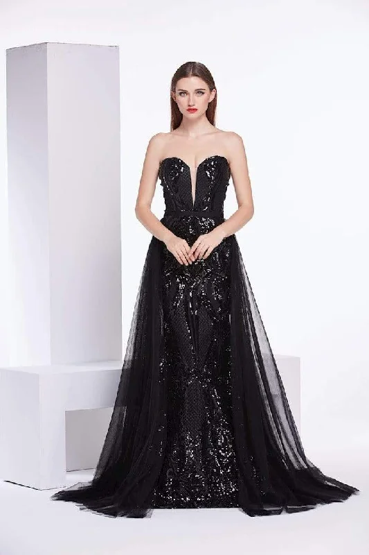 J'Adore Dresses - J14026 Sequin Embellished Dress with Sheer Train