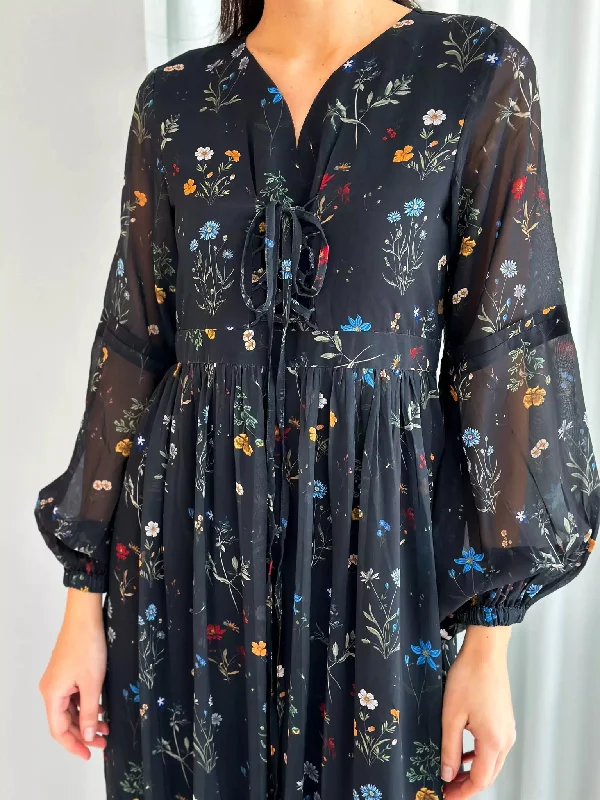 Lazarus Printed Black Floral Dress