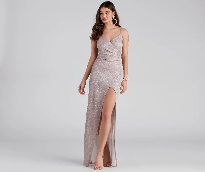 Zenni Formal High Slit Glitter Dress