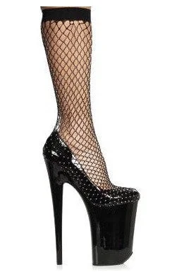 Comfy and stylish women's shoes for walkingEllie Shoes 850-ALEXIS Stiletto Rhinestone Fishnet Boot