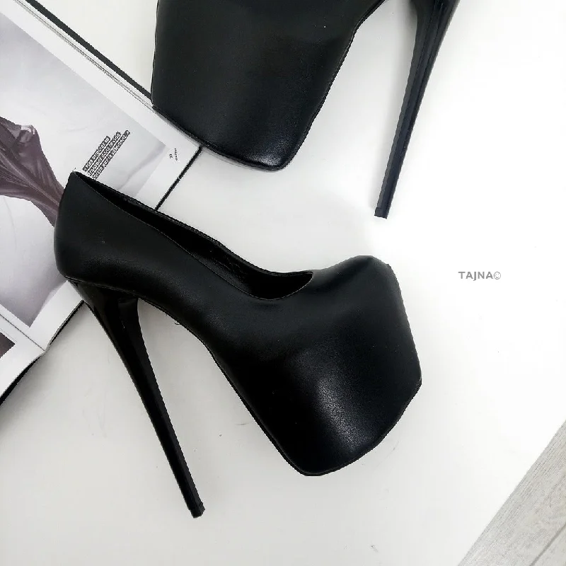 Chic and trendy women's shoes for the officeBlack Matte Hidden Platform Pumps