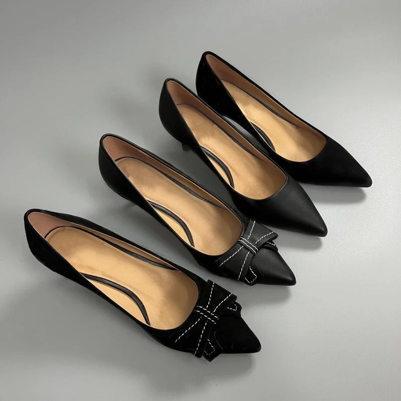 Timeless and elegant women's shoe classicsHandmade Sheepskin 50mm Kitty Heel Pumps In Black