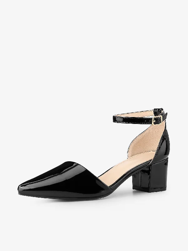 Chic and versatile women's footwearWomen's Closed Pointed Toe Ankle Strap Low Chunky Heels Pumps Chic and versatile women's footwearWomen's Closed Pointed Toe Ankle Strap Low Chunky Heels Pumps