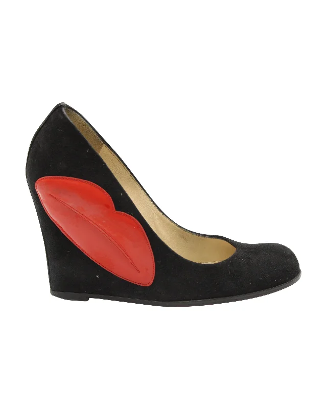 Stylish and supportive women's shoes for high archesChristian Louboutin Kiss Me Wedge Pumps in Black Suede Stylish and supportive women's shoes for high archesChristian Louboutin Kiss Me Wedge Pumps in Black Suede