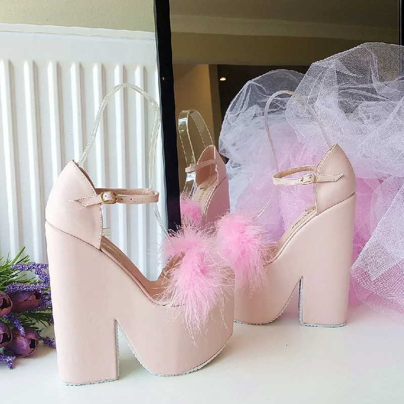 Classy and elegant women's shoes for formal eventsLight Pink Fury High Heel Wedge Platform Wedges