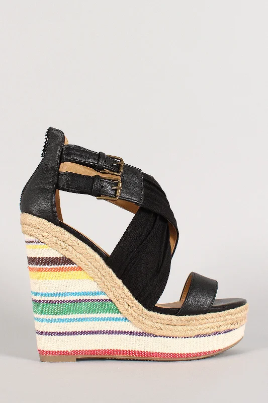 Chic and stylish women's shoes for garden partiesSoda Tribal Print Pleated Criss Cross Open Toe Wedge Chic and stylish women's shoes for garden partiesSoda Tribal Print Pleated Criss Cross Open Toe Wedge