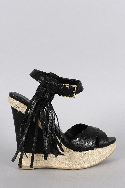 Versatile and stylish women's shoes for all occasions and seasonsWild Diva Lounge Fringe Ankle Strap Platform Wedge Versatile and stylish women's shoes for all occasions and seasonsWild Diva Lounge Fringe Ankle Strap Platform Wedge