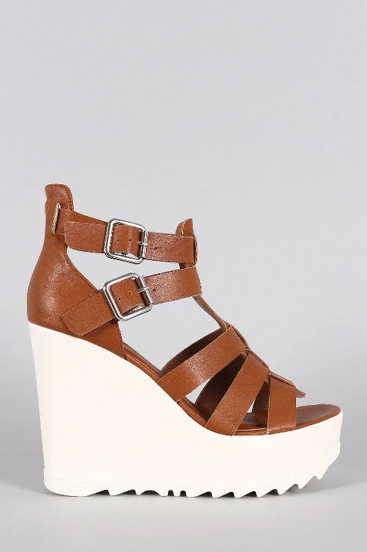 Elegant and sophisticated women's shoes for elegant eveningsWild Diva Lounge Caged Contrasting Lug Sole Wedge Elegant and sophisticated women's shoes for elegant eveningsWild Diva Lounge Caged Contrasting Lug Sole Wedge
