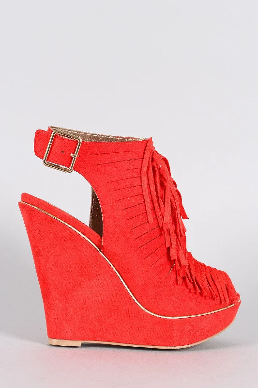 Comfy and stylish women's shoes for everyday casual wearQupid Suede Slit Fringe Peep Toe Slingback Mule Wedge Comfy and stylish women's shoes for everyday casual wearQupid Suede Slit Fringe Peep Toe Slingback Mule Wedge