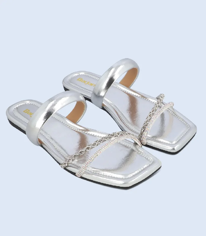 Elegantly crafted women's shoesBW10004-SILVER-Women Slipper