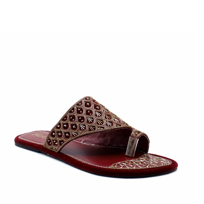 Bold and striking women's shoe fashionsMaroon Ethnic Chappal 005673