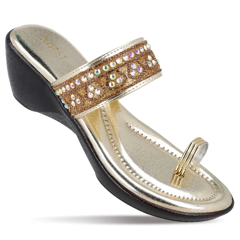 Comfy casual women's shoes for everyday wearME & I Women's Occasional Wear - MI97020 Gold