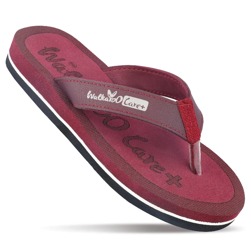 Comfy and stylish women's shoes for walkingWalkaroo Womens Printed Care Plus Flip-Flop  - WH3956 Maroon