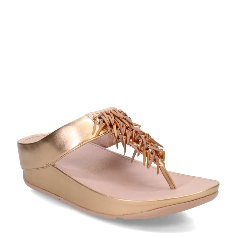 Comfy and cozy women's shoes for loungingWomen's FitFlop, Rumba Beaded Metallic Toe-Post Sandal